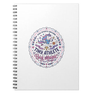 Unicorn Tiny Athlete Big Magic Playful Print on De Notebook