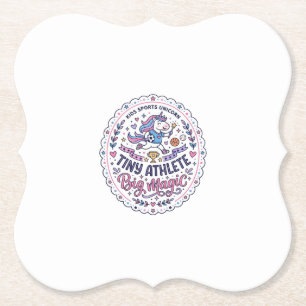 Unicorn Tiny Athlete Big Magic Playful Print on De Paper Coaster