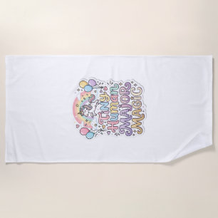 Unicorn Tiny Human Major Magic Premium Vector Vect Beach Towel