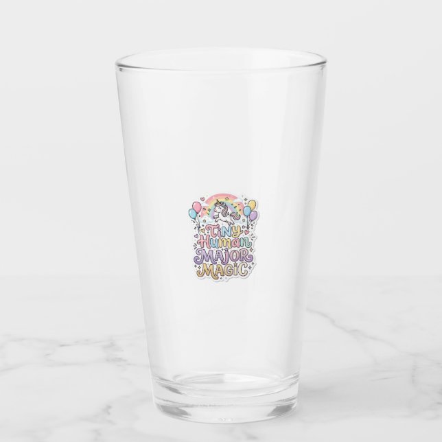 Unicorn Tiny Human Major Magic Premium Vector Vect Glass (Front)