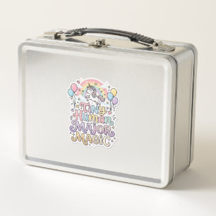 Unicorn Tiny Human Major Magic Premium Vector Vect Metal Lunch Box