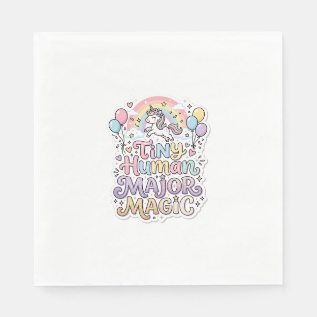 Unicorn Tiny Human Major Magic Premium Vector Vect Napkin (Front)