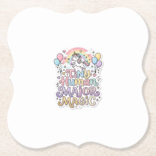 Unicorn Tiny Human Major Magic Premium Vector Vect Paper Coaster