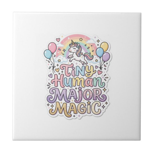 Unicorn Tiny Human Major Magic Premium Vector Vect Tile (Front)