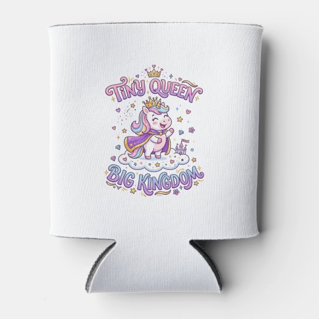 Unicorn Tiny Queen Big Kingdom Gift Idea Sticker a Can Cooler (Front)