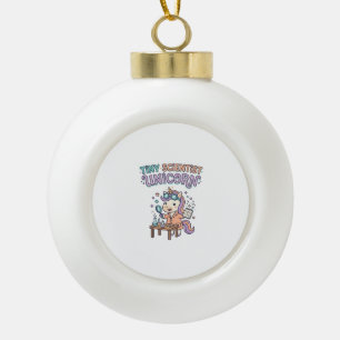 Unicorn Tiny Scientist Unicorn Trendy Product Grap Ceramic Ball Christmas Ornament