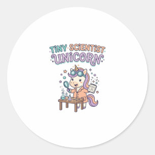 Unicorn Tiny Scientist Unicorn Trendy Product Grap Classic Round Sticker