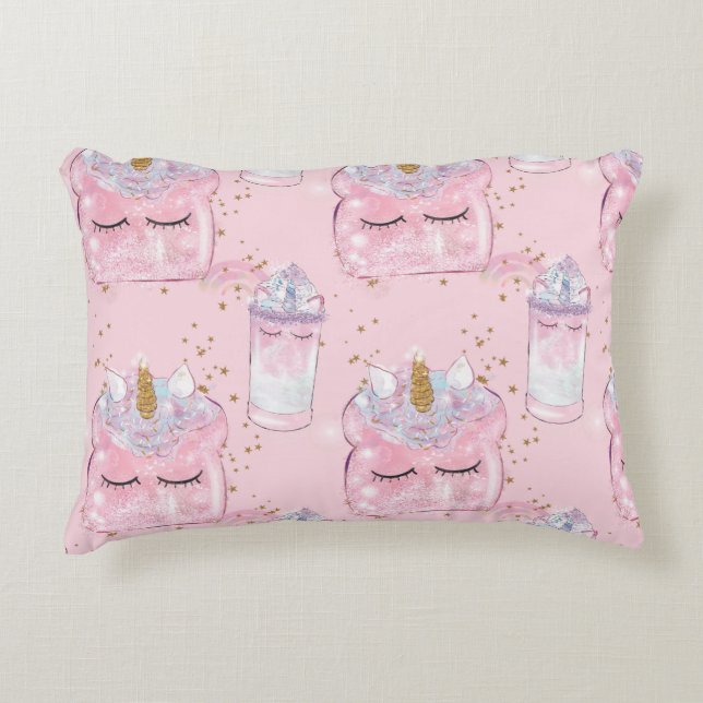 Unicorn Toast and Milkshake Decorative Cushion (Front)
