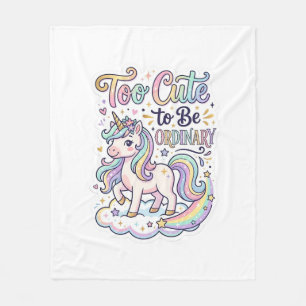 Unicorn Too Cute to Be Ordinary Premium Vector Sti Fleece Blanket