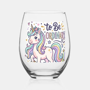 Unicorn Too Cute to Be Ordinary Premium Vector Sti Stemless Wine Glass
