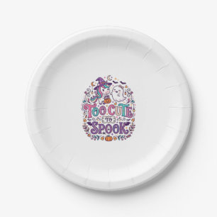 Unicorn Too Cute to Spook Colourful Marketplace Ar Paper Plate