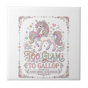 Unicorn Too Glam to Gallop Adorable Apparel Graphi Tile