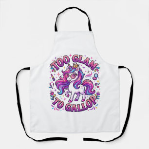 Unicorn Too Glam to Gallop Commercial Print on Dem Apron