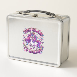Unicorn Too Glam to Gallop Commercial Print on Dem Metal Lunch Box
