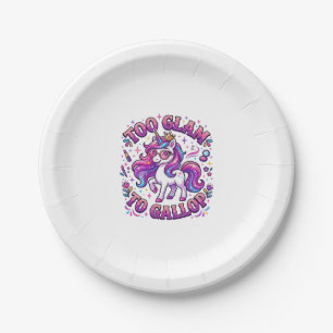 Unicorn Too Glam to Gallop Commercial Print on Dem Paper Plate