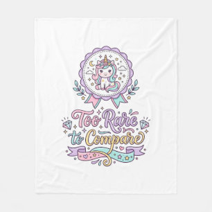 Unicorn Too Rare to Compare Cute Pastel T-Shirt De Fleece Blanket