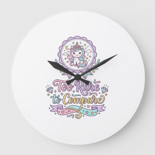 Unicorn Too Rare to Compare Cute Pastel T-Shirt De Large Clock