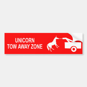 Unicorn Tow Away Zone Bumper Sticker