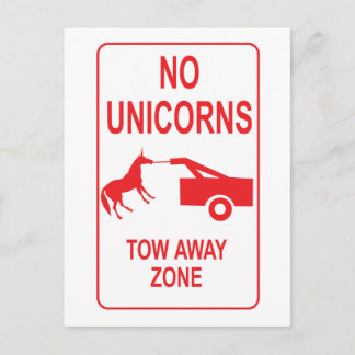 Unicorn Tow Away Zone Postcard