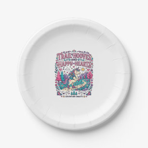 Unicorn Trail Hooves and Happy Hearts Colourful Ap Paper Plate