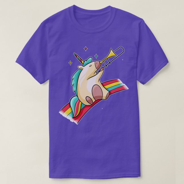 Unicorn Trombone Rainbow T-Shirt (Design Front)