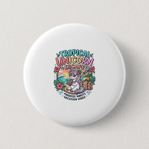 Unicorn Tropical Unicorn Escape POD Ready POD Artw 6 Cm Round Badge
