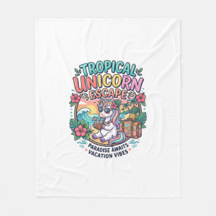 Unicorn Tropical Unicorn Escape POD Ready POD Artw Fleece Blanket