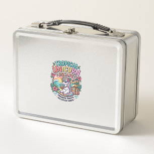 Unicorn Tropical Unicorn Escape POD Ready POD Artw Metal Lunch Box
