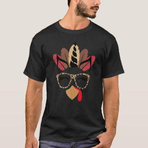 Unicorn Turkey Face Eyelashe Leopard Glasses Thank T-Shirt