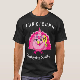 Unicorn Turkey Funny Thanksgiving Girls Gift T-Shirt