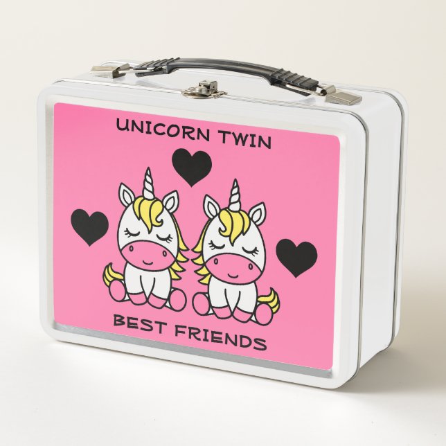 Unicorn Twin Sister  Metal Lunch Box (Front)