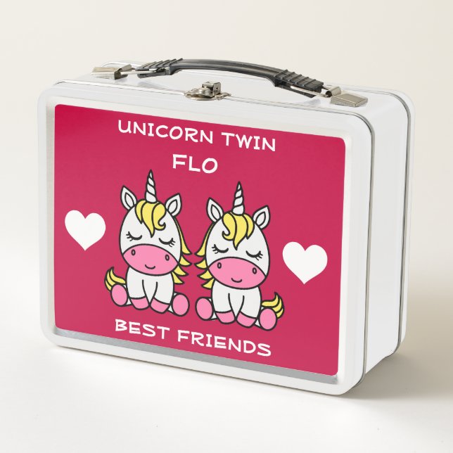 Unicorn Twin Sister  Metal Lunch Box (Front)
