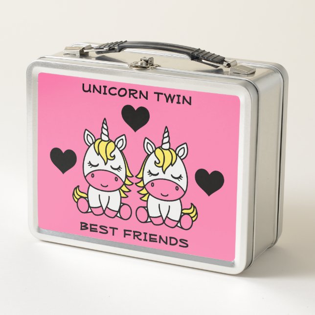 Unicorn Twin Sister  Metal Lunch Box (Front)