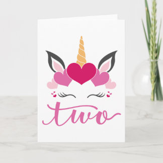 Unicorn Two Birthday Folded Greeting Card