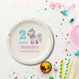 Unicorn Two Magical 2nd  Birthday Party  Paper Plate