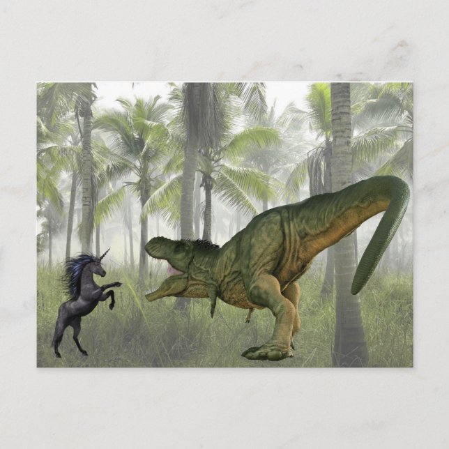 Unicorn Tyrannosaurus Dinosaur Postcard (Front)