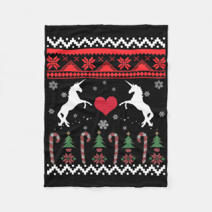 Unicorn Ugly Christmas Sweater Party Fleece Blanket