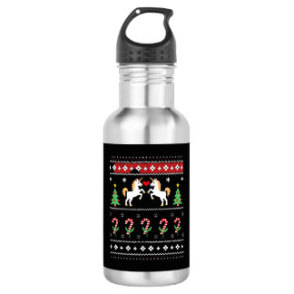 Unicorn Ugly Christmas Sweater Party T-Shirt (1) 532 Ml Water Bottle