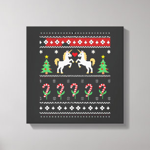 Unicorn Ugly Christmas Sweater Party T-Shirt (1) Canvas Print