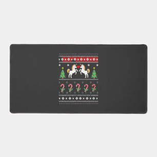 Unicorn Ugly Christmas Sweater Party T-Shirt (1) Desk Mat