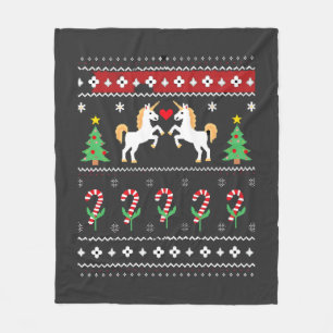Unicorn Ugly Christmas Sweater Party T-Shirt (1) Fleece Blanket