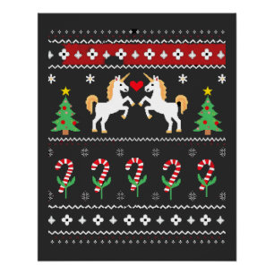 Unicorn Ugly Christmas Sweater Party T-Shirt (1) Poster
