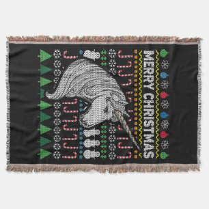 Unicorn Ugly Christmas Sweater Wildlife Series Throw Blanket
