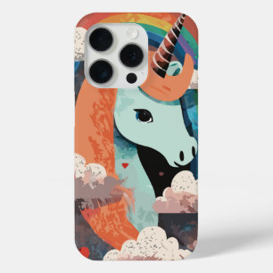 Unicorn under Rainbow & Among Hearts iPhone 15 Pro Case