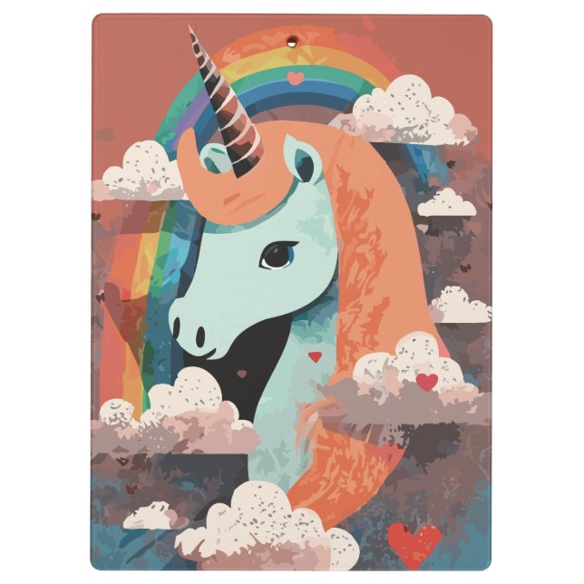 Unicorn under Rainbow & Among Hearts Clipboard (Back)
