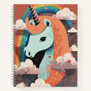 Unicorn under Rainbow & Among Hearts Notebook