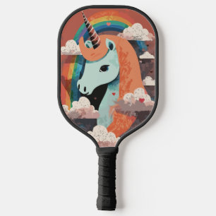 Unicorn under Rainbow & Among Hearts Pickleball Paddle