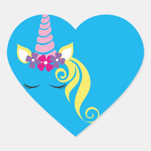 unicorn-unicorn-crown-flower-crown heart sticker (Front)