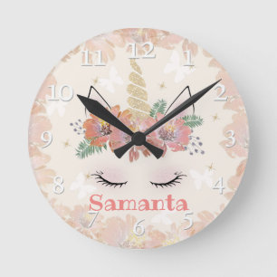 Unicorn, Unicorn Face, personalised Round Clock