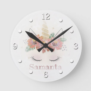 Unicorn, Unicorn Face, personalised Round Clock